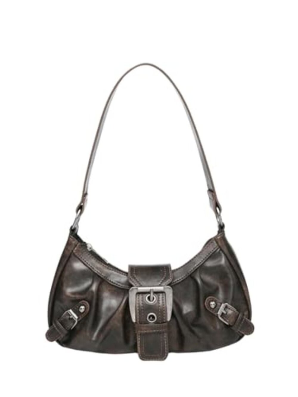 Women's Faux Leather Shoulder Bag Top Handle Buckle Hobo